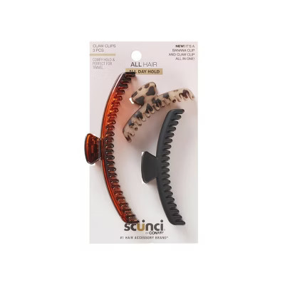 scünci Mixed Size Banana Claw Clips - Fine Hair - 3pcs | Target