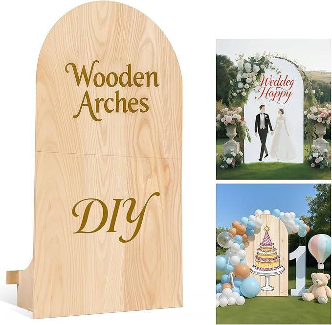 Wooden Arch Backdrop Stand,DIY Backdrops,Foldable 7.2 Ft Wedding Arch and Back Drop Stand for Par... | Amazon (US)