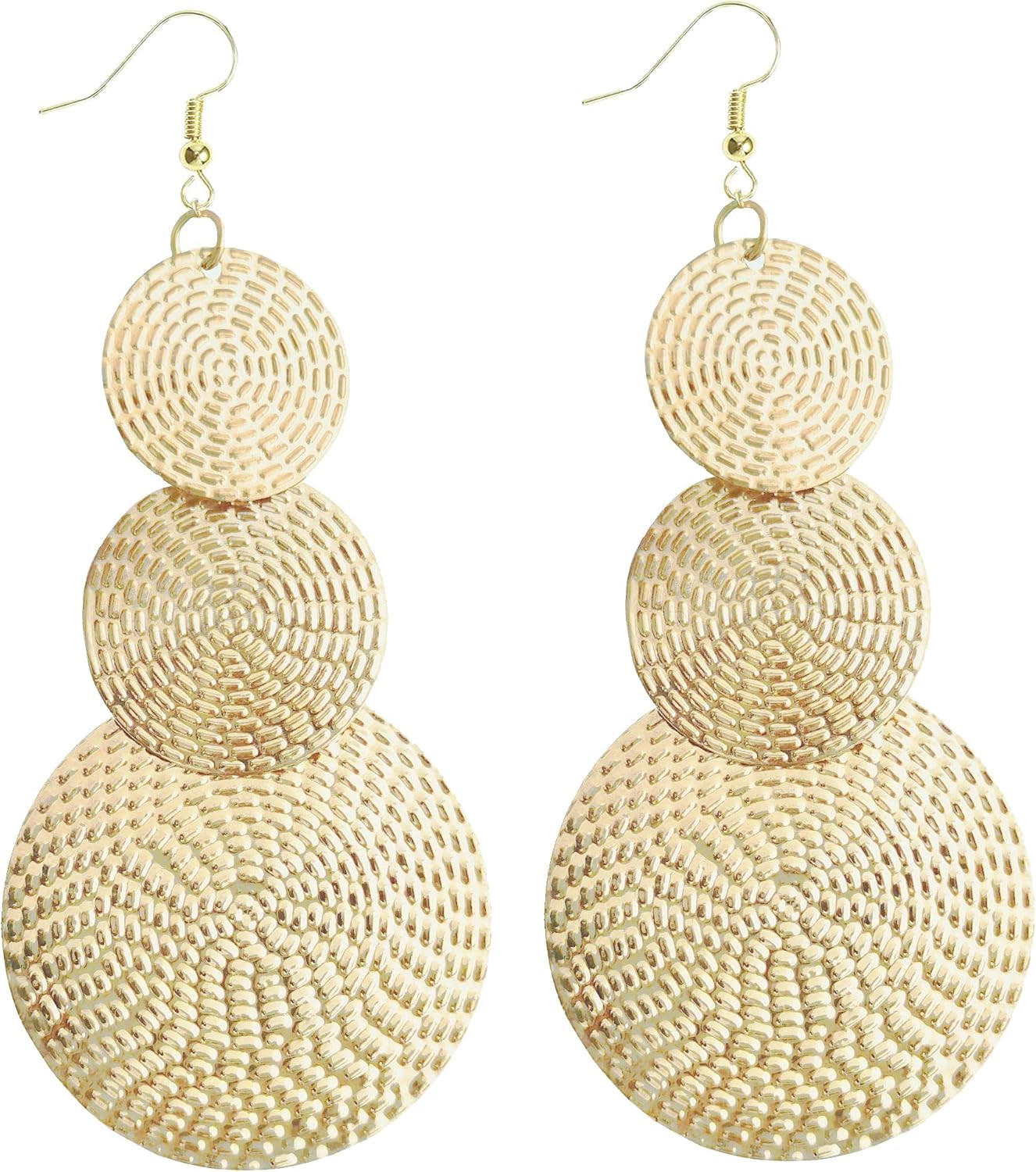 14K Gold Big Dangle Boho Earrings for Women Dangling, Large Long Statement Earrings Large Disc Ea... | Amazon (US)