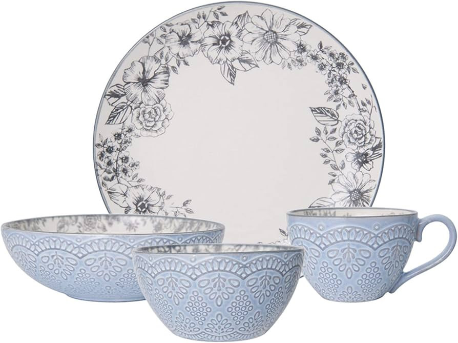 Pfaltzgraff Gabriela Gray 16-Piece Stoneware Dinnerware Set, Service for 4 - ,Gabriela Grey | Amazon (US)
