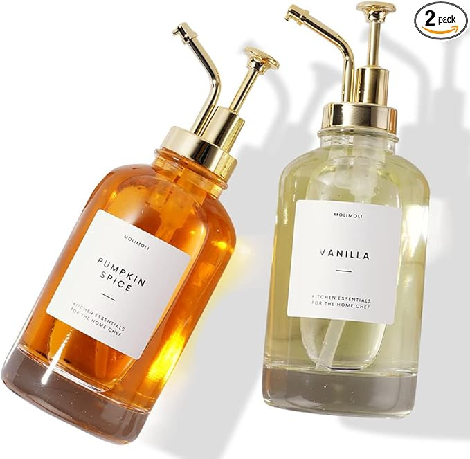 Molimoli Syrup Dispenser for Coffee Bars, Glass Syrup Bottle w. Pump, 16.9 oz 500 ml, Set of 2, G... | Amazon (US)