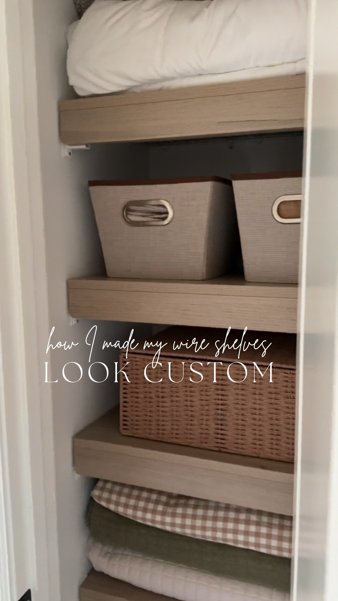 Such an easy upgrade for basic wire shelving 🤎 These covers create a smooth surface while giving your shelves a warmer, more custom look. I went with the Oak finish and love them so much, I’m already thinking about doing my pantry next!

#LTKHome
