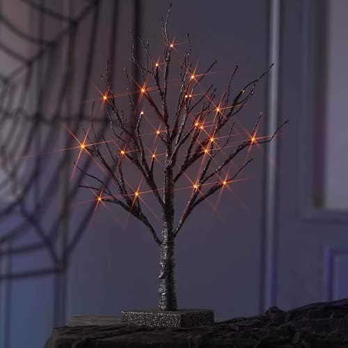 Amazon.com: Birchlitland Lighted Spooky Halloween Decoration Tree 24Led Orange Lights 18IN Batter... | Amazon (US)