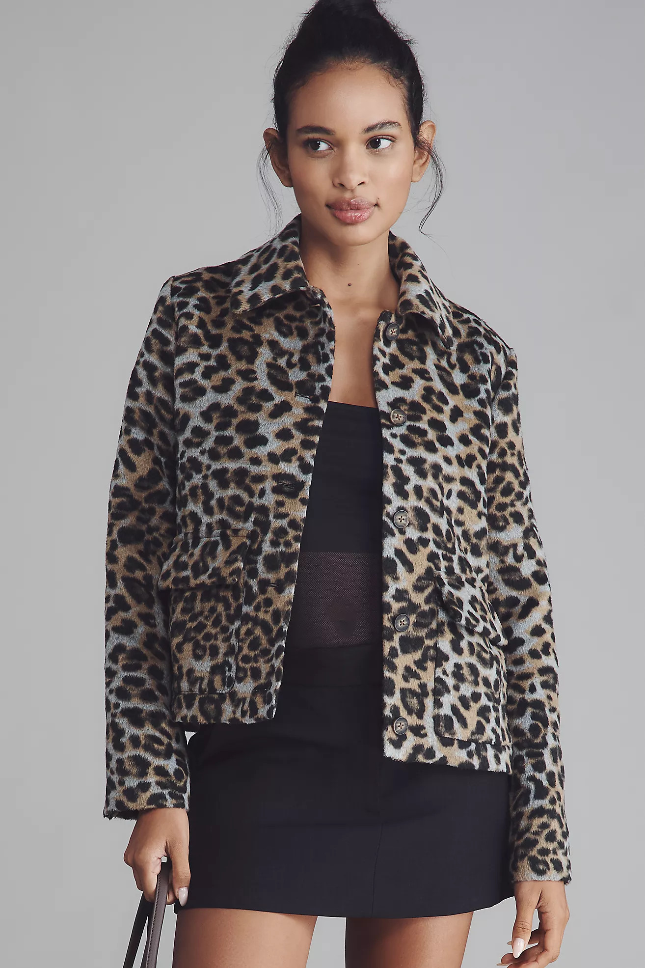 Bernardo Wool Blend Leopard Jacket | Anthropologie (US)