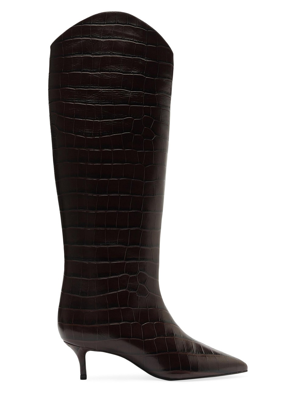 Women's Maryana 50MM Crocodile-Embossed Leather Boots - Dark Chocolate - Size 11 | Saks Fifth Avenue