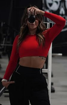 Aoxjox Women's Clarissa Long Sleeve Crop Tops | Amazon (US)