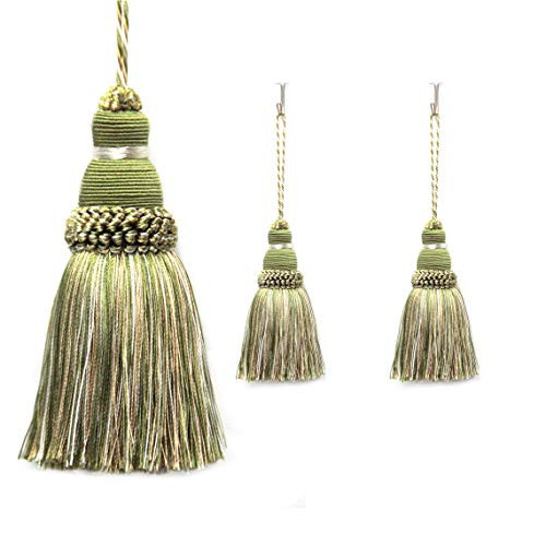 Fenghuangwu Colorful Tassel Key Tassel DIY Accessories for Curtain and Home Decoration-Mix green-2PCS | Amazon (US)