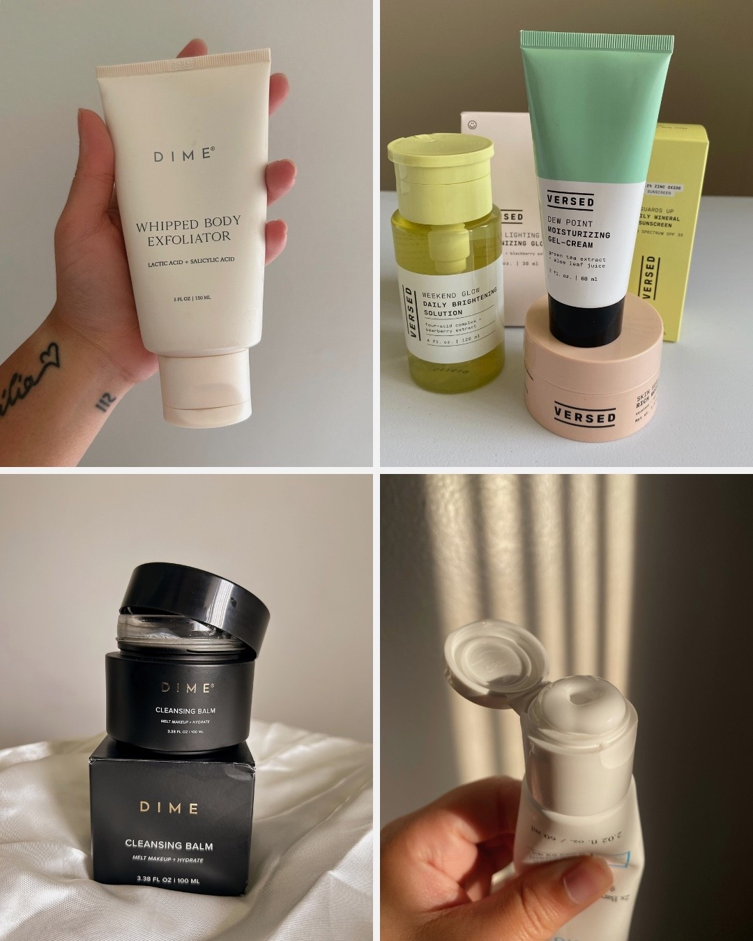 Winter skincare routine 🤍❄️
Sharing my current skincare routine + body care lineup that’s keeping my skin nourished during the colder months. Winter always calls for extra moisture and gentle formulas, and this mix has been doing the job.

I’ve been loving a blend of Korean skincare and everyday self-care staples:
✨ DIME Beauty Whipped Body Exfoliator
✨ DIME Beauty Cleansing Balm
✨ ETUDE Soonjung 2x Barrier Intensive Cream
✨ Versed Daily Brightening Solution

This routine is all about hydration, barrier support, and glow! Simple, effective, and perfect for winter self care.

Everything is linked  🤍

#LTKBeauty #LTKselfcare #LTKFindsUnder50