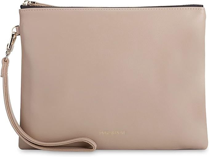 Lambskin Leather Wristlet Clutch Purse For Women Large Soft Designer Wallet With Strap | Amazon (US)