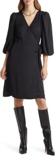 Halogen® Everyday Three-Quarter Sleeve Wrap Dress | Nordstrom | Nordstrom