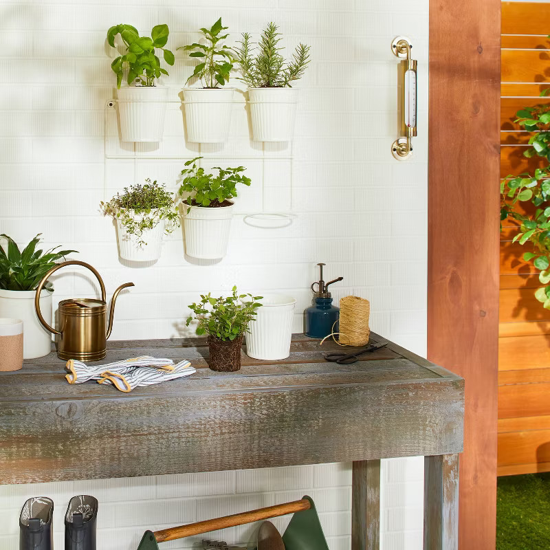 6-Pot Wall Mounted Metal Planter Set Sour Cream - Hearth & Hand™ with Magnolia | Target