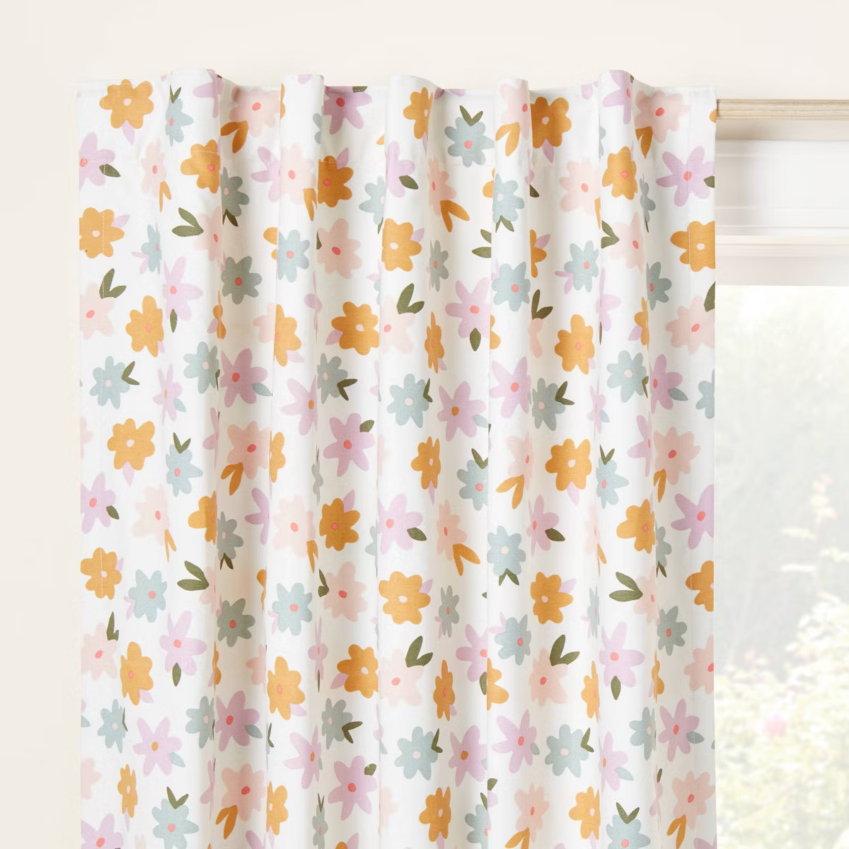 42"W x 84"L All Over Kids' Blackout Window Curtain Panel Floral Print - Pillowfort™ | Target