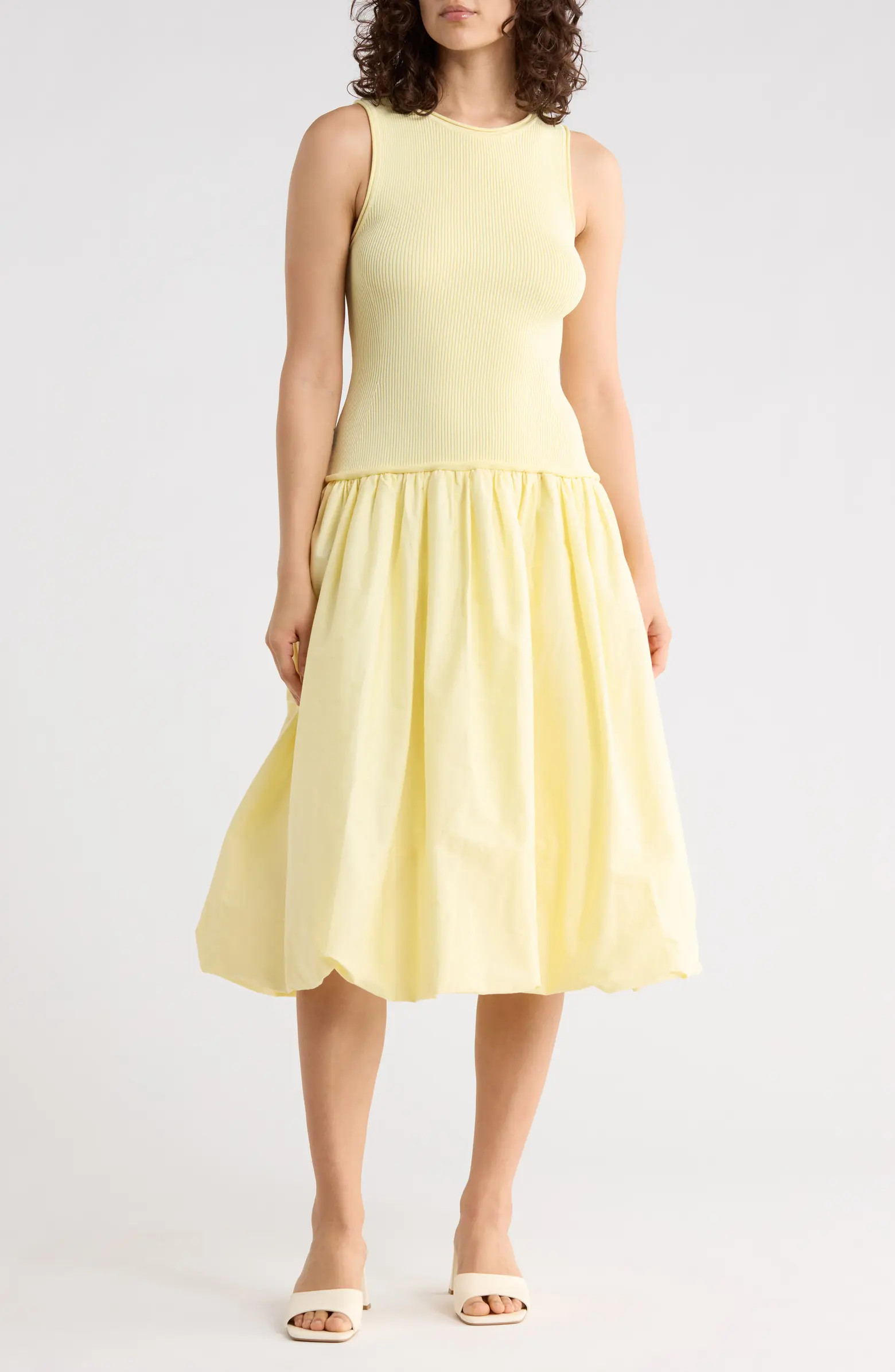 1.STATE Mixed Media Tank Midi Dress | Nordstromrack | Nordstrom Rack