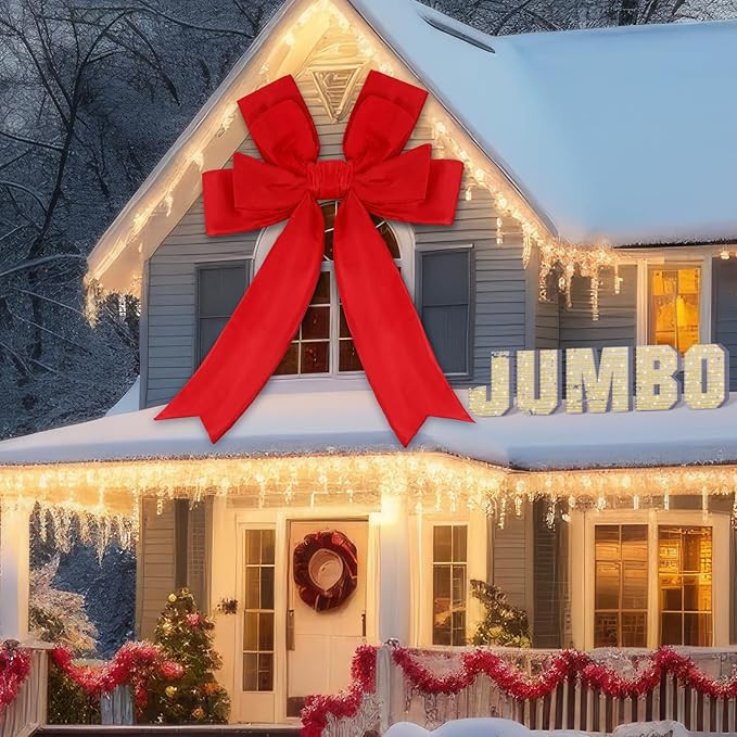 72 x 90 Inch Large Outdoor Red Christmas Bow Decorations, Waterproof Giant 4-Loop Xmas Decorative... | Amazon (US)