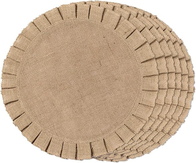 FunWheat Burlap Round Braided Placemats Set of 6 for Dining Tables 15 Inch Heat Resistant Jute Ta... | Amazon (US)