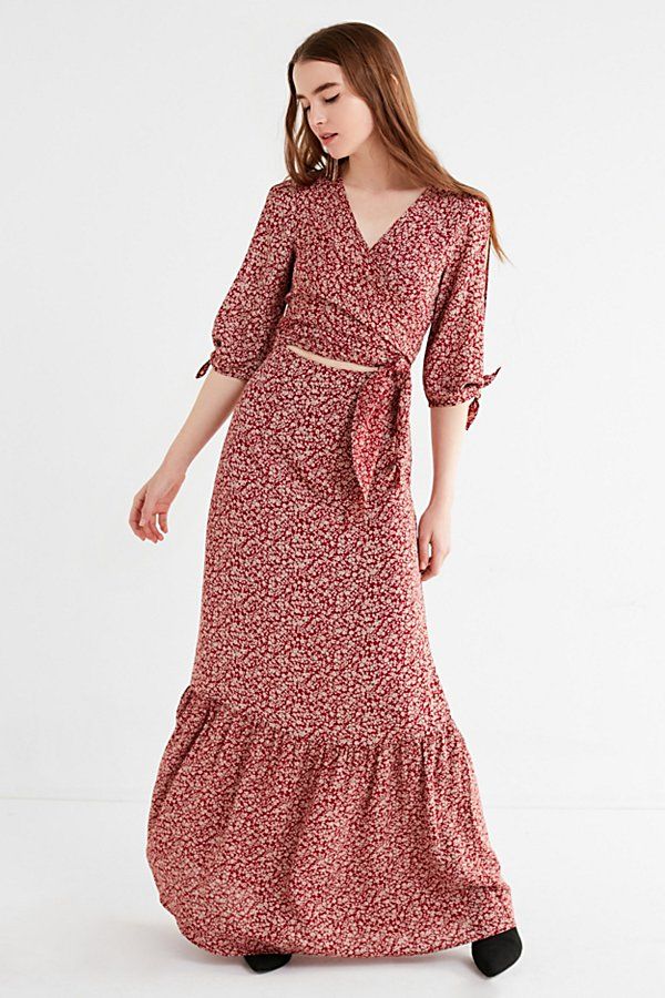 Flynn Skye Gigi Cut-Out Maxi Dress - Red XS at Urban Outfitters | Urban Outfitters US