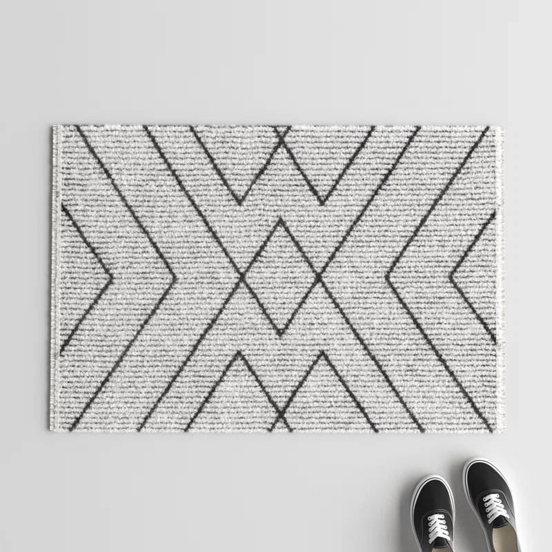 Adolfa Geometric Charcoal/Ivory Area Rug | Wayfair North America