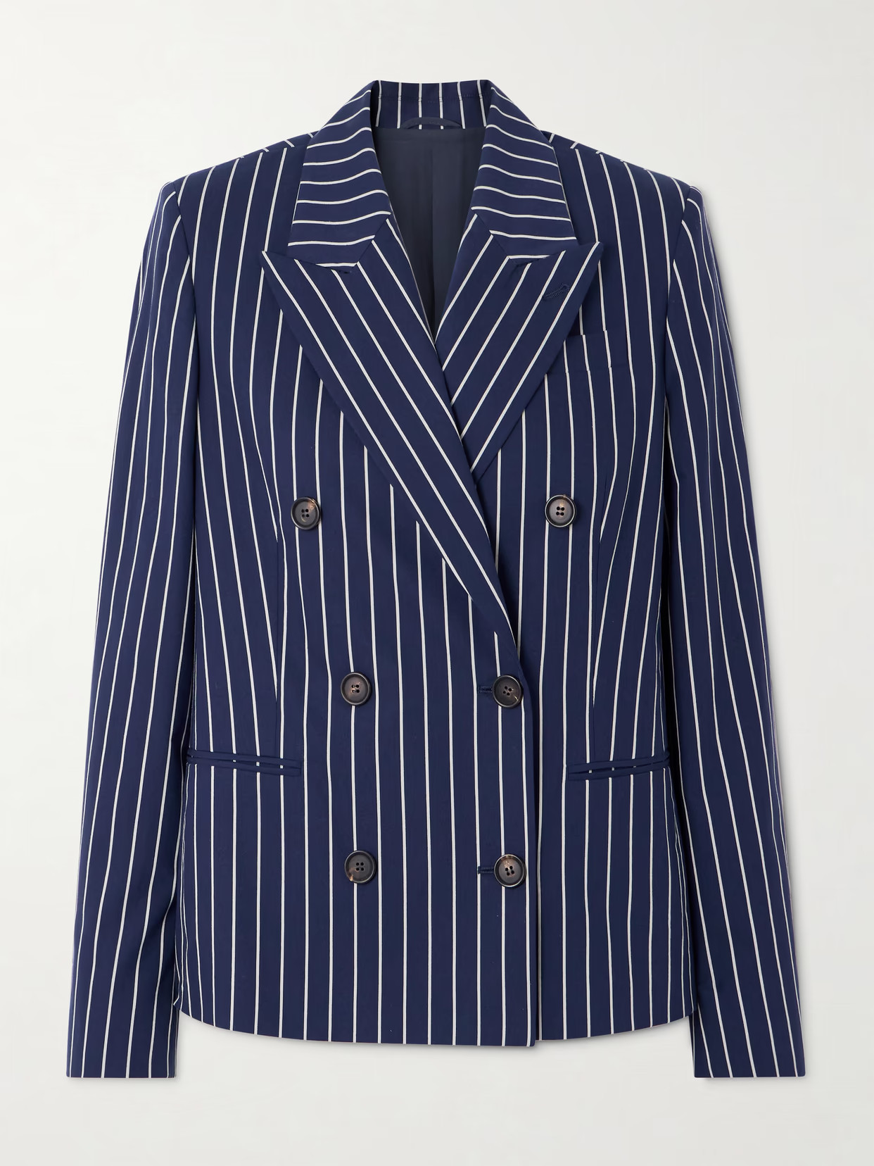 Brunello Cucinelli - Double-breasted Striped Cotton And Silk-blend Blazer - Blue | NET-A-PORTER (US)