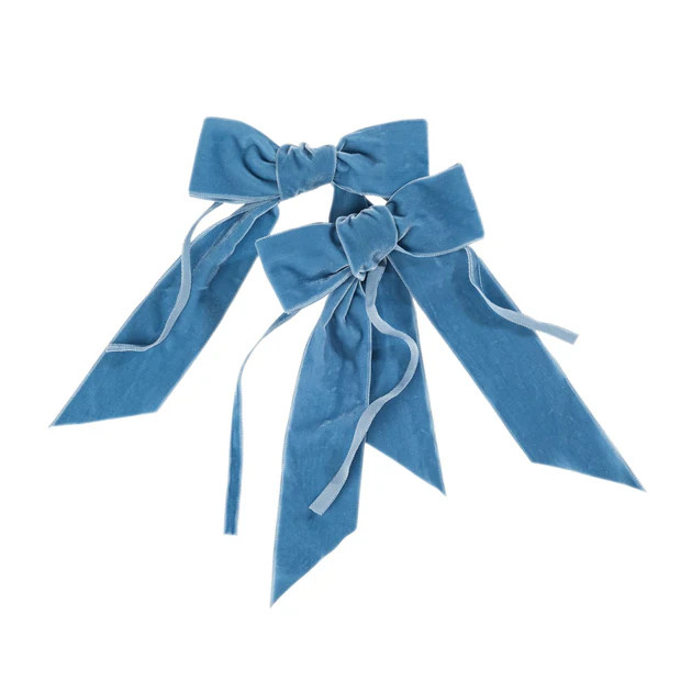 Dusty Blue Velvet Bow - Set of 2 | Cailini Coastal