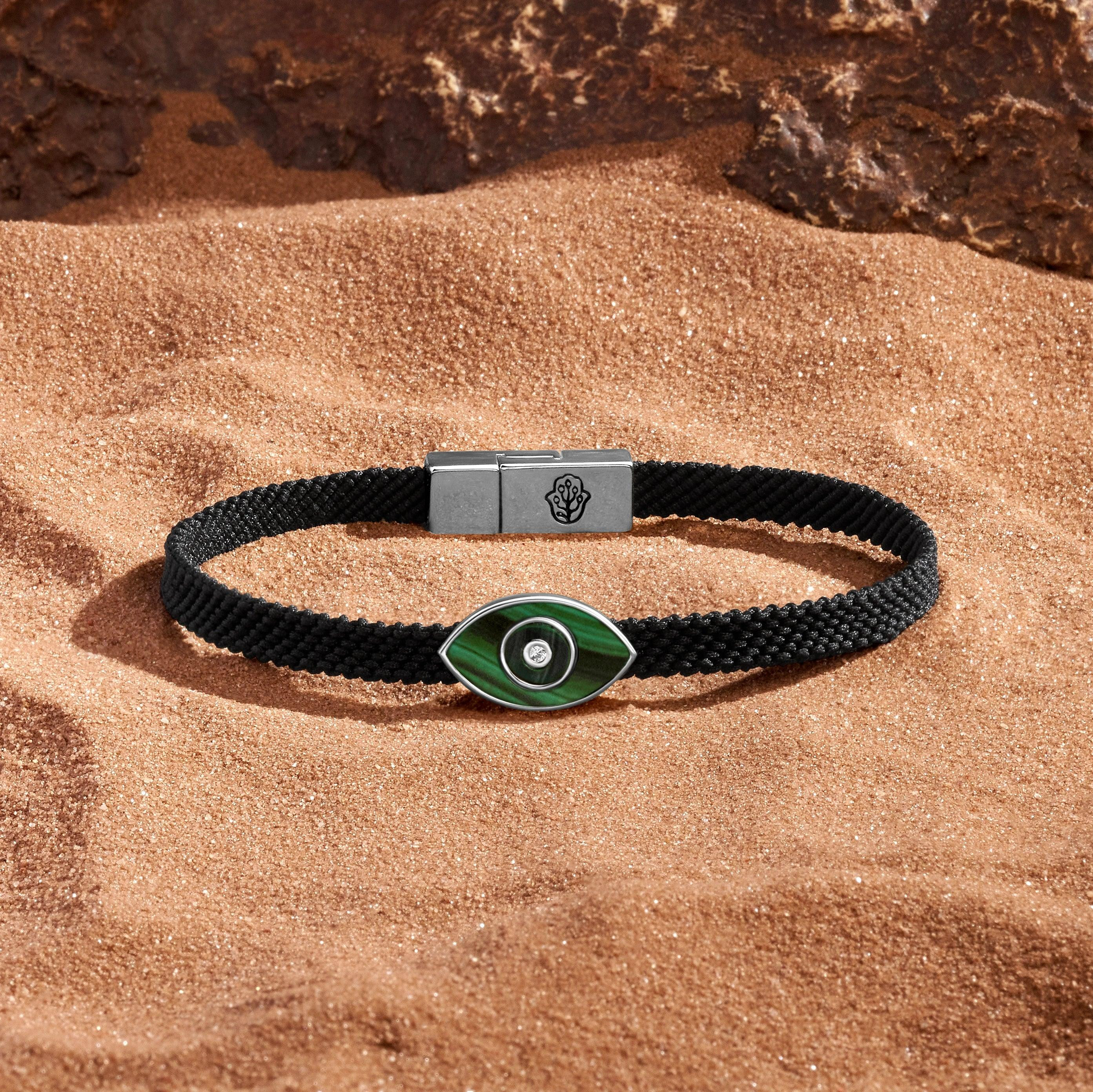 Essence of Balance Malachite Evil Eye Black String Bracelet | Unique Spiritual Jewelry and Home D... | Karma and Luck