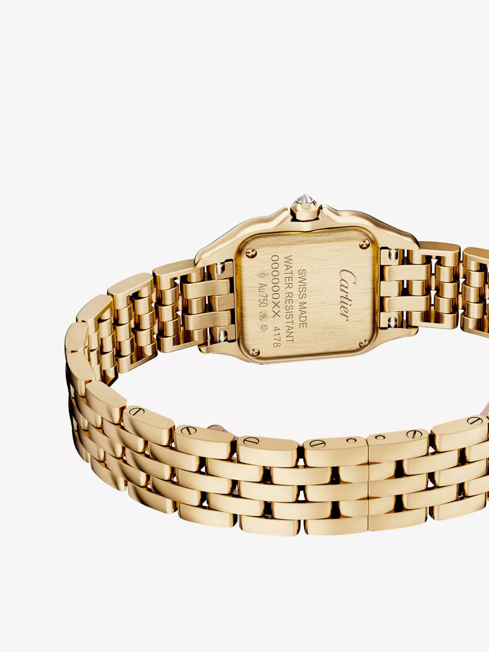 CRWJPN0086 Panth\u00e8re de Cartier Small 18ct Yellow-Gold And Diamond Quartz Watch | Selfridges
