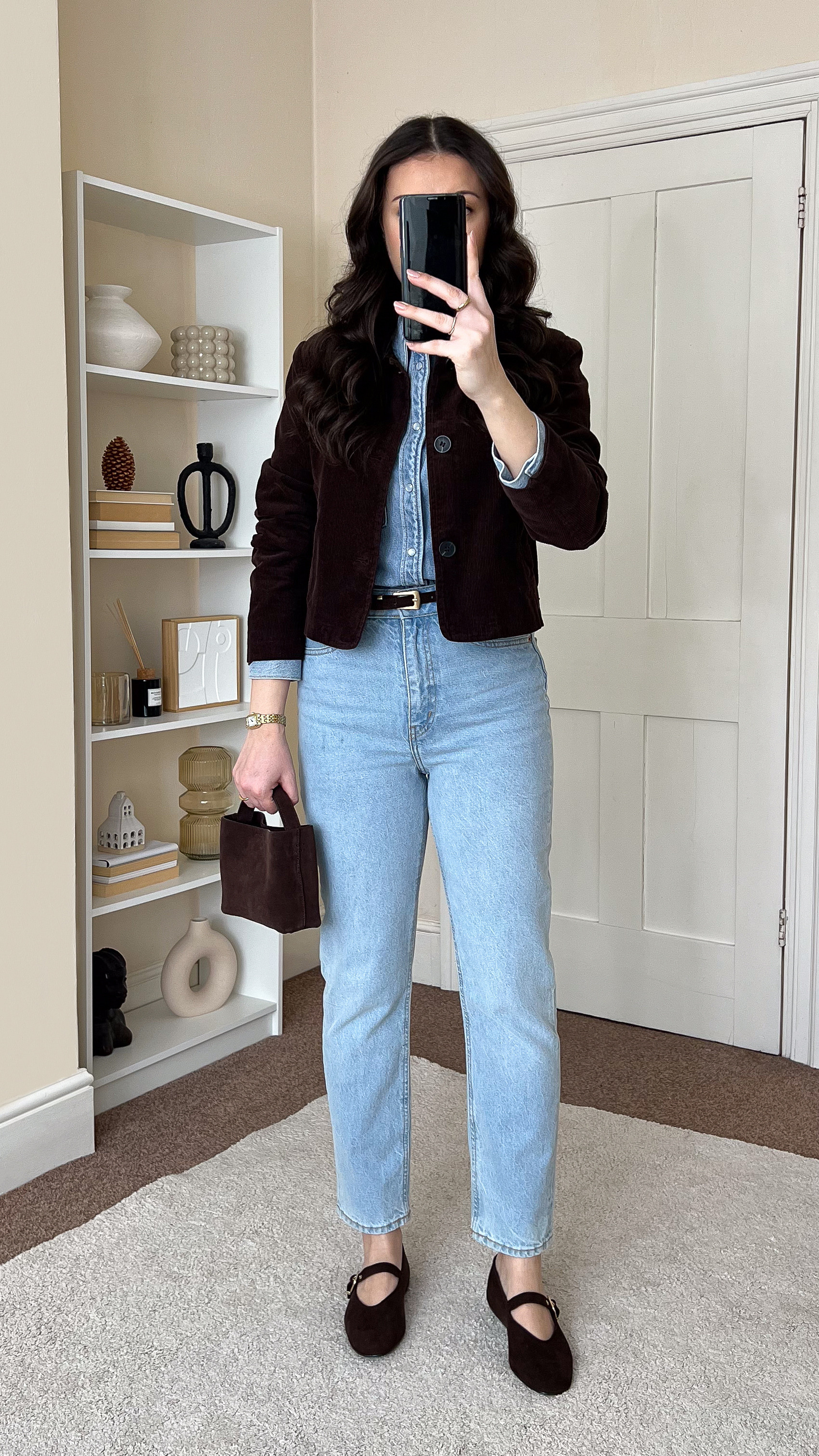 Casual chic early Spring outfit. Denim shirt is H&M, size S. Jeans are H&M, size UK8. Jacket is River Island, size UK10. Flats are H&M. Bag is Arket. 

 #LTKuk #LTKspring #LTKstyletip