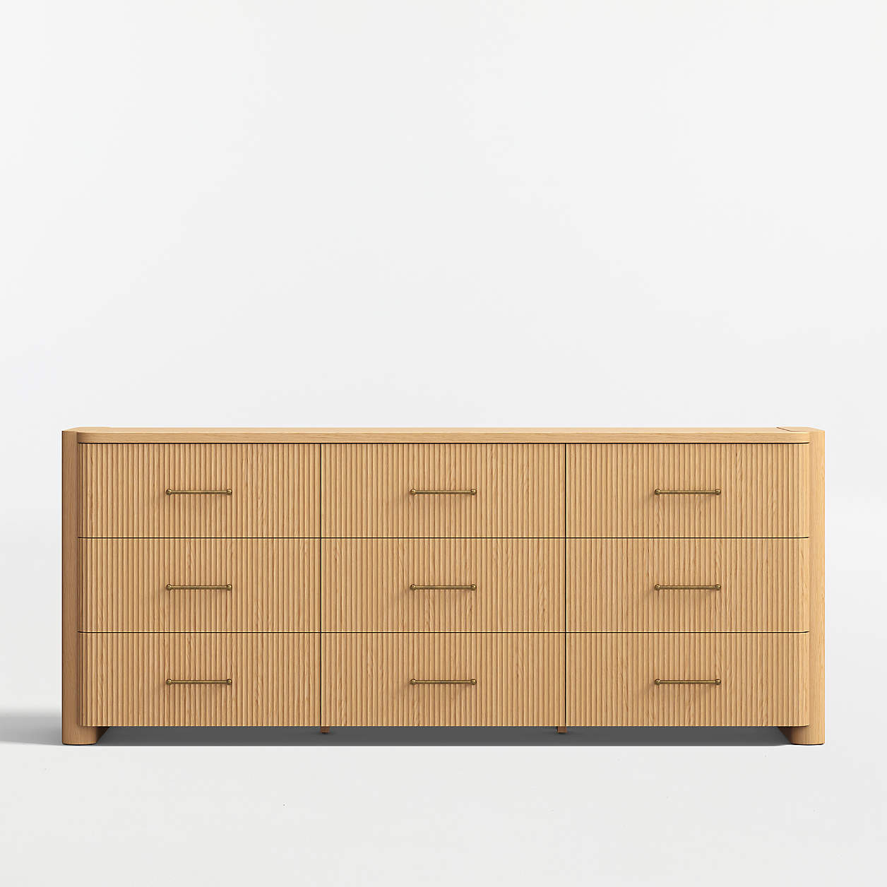 Kensington 78" Natural Oak Fluted 9-Drawer Dresser | Crate & Barrel | Crate & Barrel