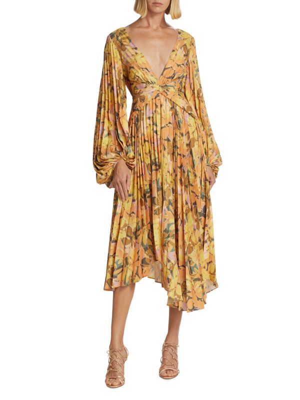 Palms Plisse Handkerchief Midi Dress | Saks Fifth Avenue OFF 5TH