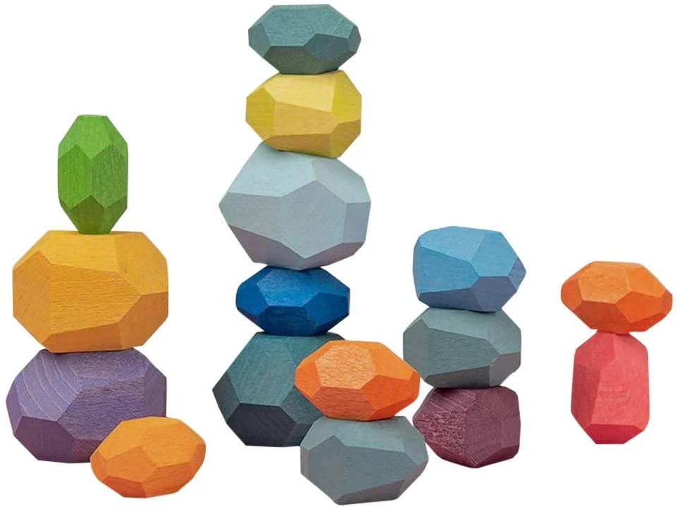 Atzi Hats Balancing Wooden Blocks. 16 Multicolored Rainbow Stacking Building Blocks. Fun & Educat... | Walmart (US)