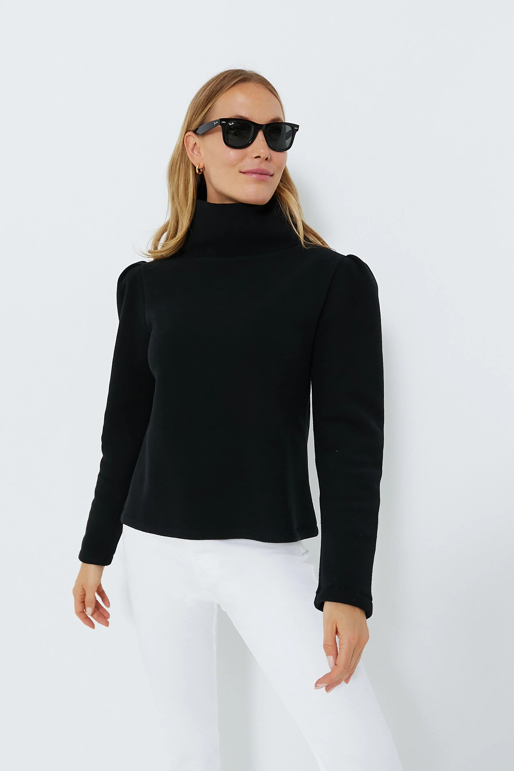 Black Palmer Puff Sleeve Turtleneck | Tuckernuck (US)