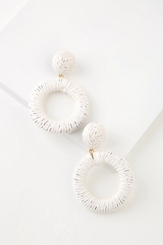 Ocho Rios White Woven Hoop Earrings | Lulus (US)