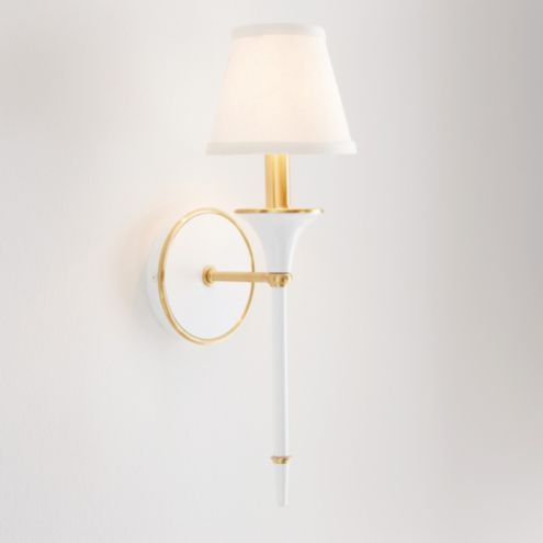 Hart White & Brass Decorative Hardwired Wall Sconce & Shade Light Fixture | Ballard Designs, Inc.