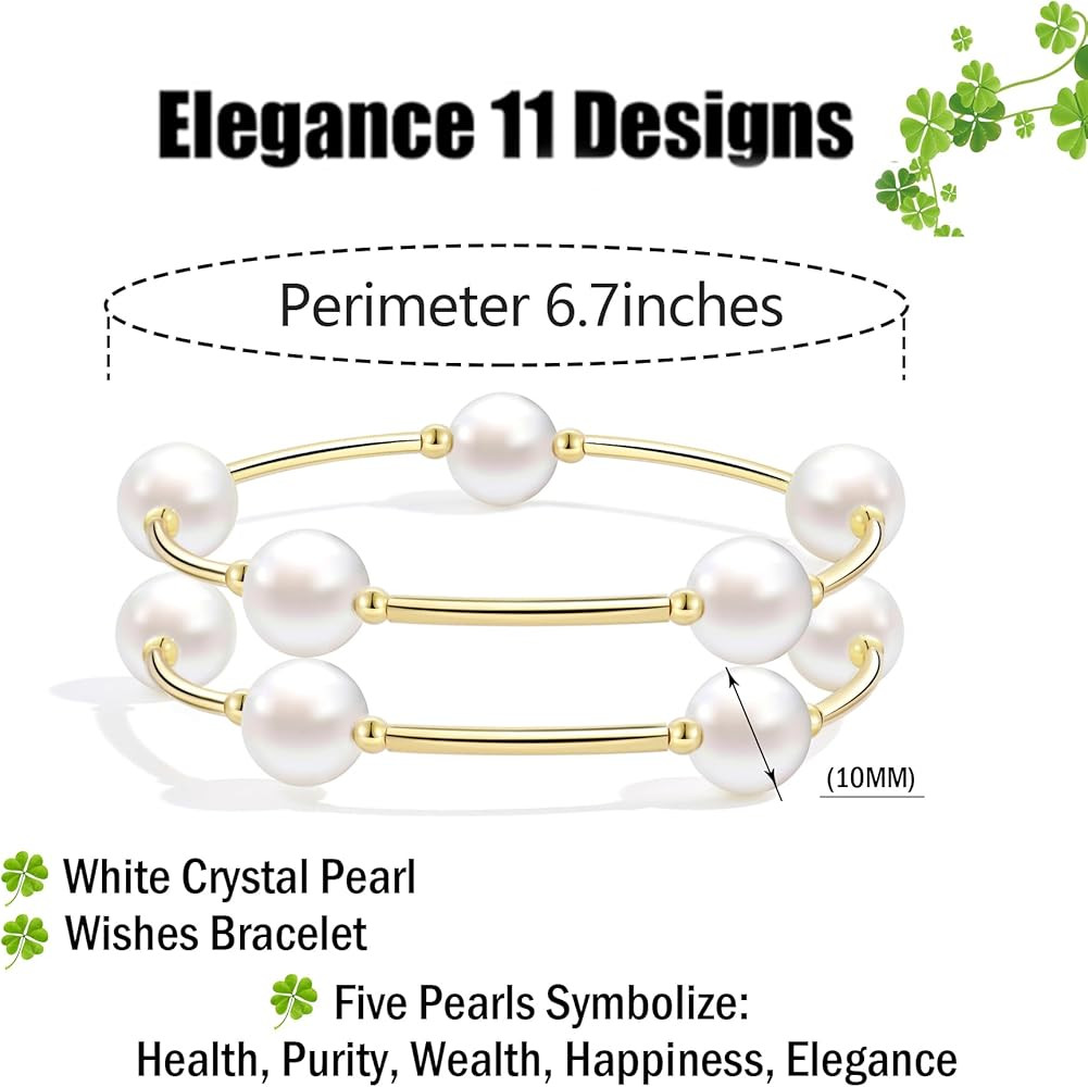 Elegance 11 designs 10mm Crystal White Pearl Blessing Bracelet | Amazon (US)