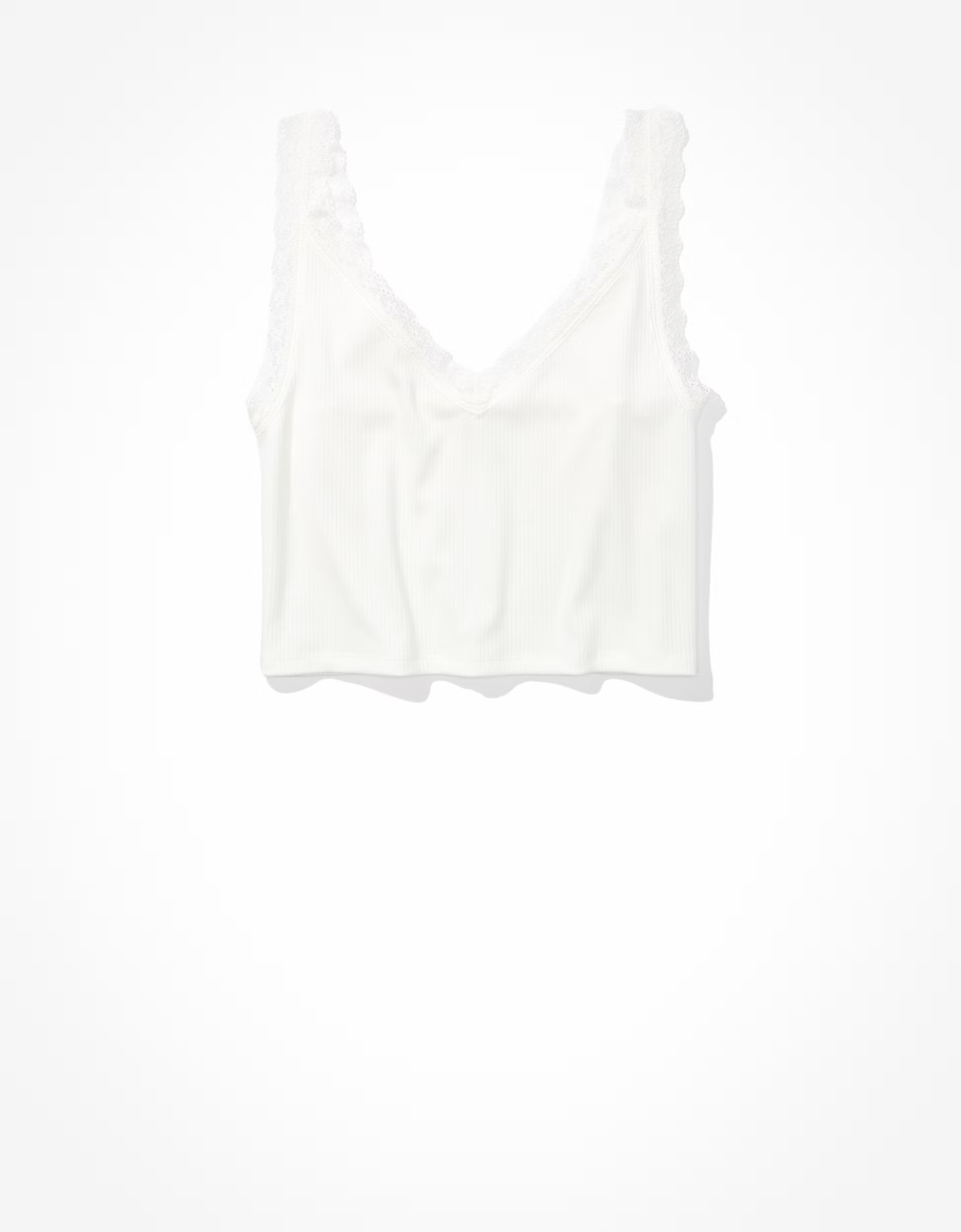 AE Cropped Lace Trim V-Neck Tank Top | American Eagle Outfitters (US & CA)