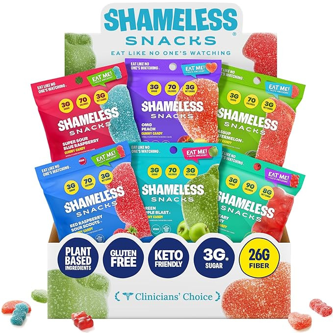 Shameless Snacks - Healthy Low Calorie Snacks, Low Carb Keto Gummies (Gluten Free Candy) - 6 Pack... | Amazon (US)