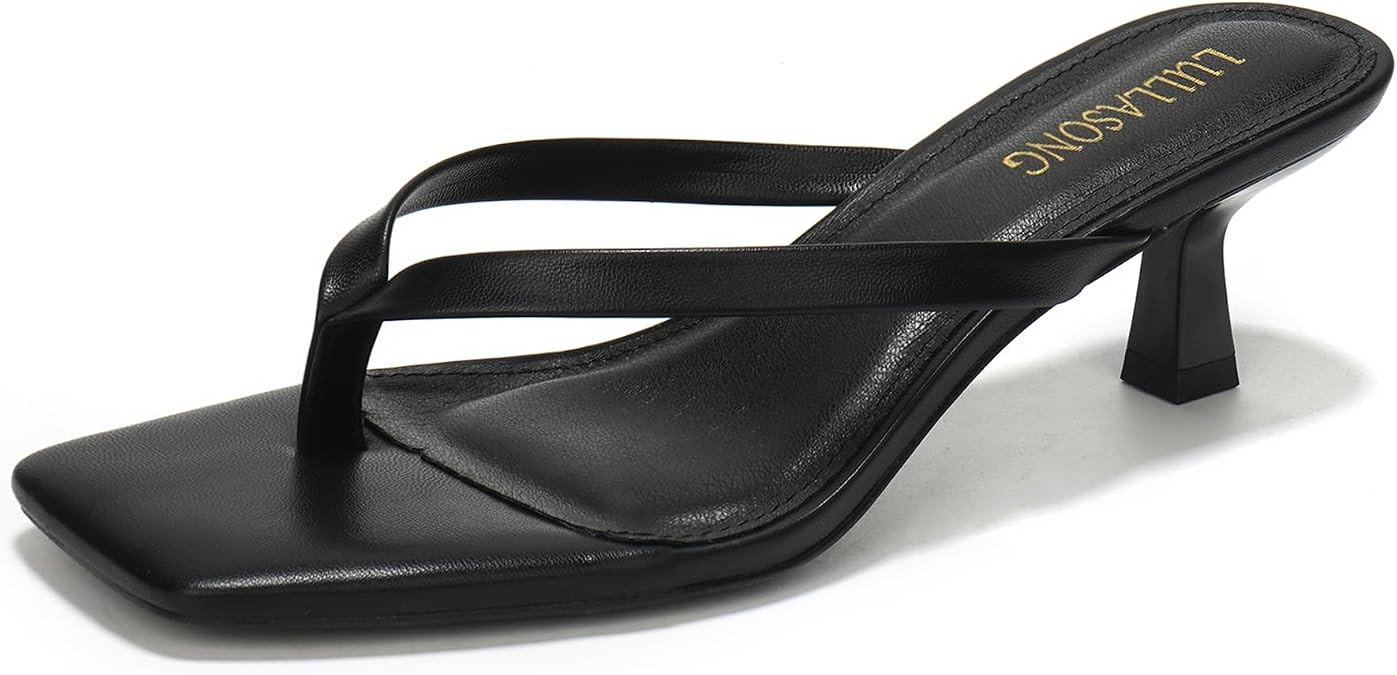 LULLASONG Women's Kitten Heels Sandals Square Open Toe Flip Flop Heels 1.8-2 Inch Heeled Sandals ... | Amazon (US)