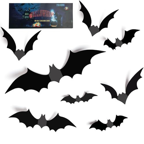 TDHDIKE Halloween Bats Decorations Wall Decor 140pcs Black PVC Bat Stickers | Amazon (US)