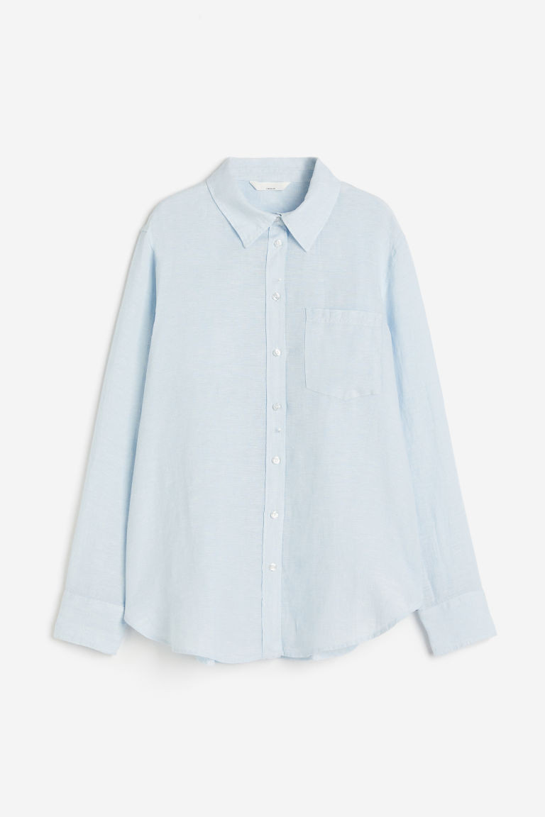 H & M - Linen shirt - Blue | H&M (UK, MY, IN, SG, PH, TW, HK)