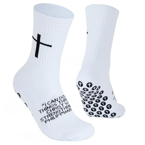 Cross Grip Soccer Socks - Anti-Slip Grips Sports Sock with Cross for Religious Men and Women Breathable Thickened Sole Available for US 6-13 | Amazon (US)