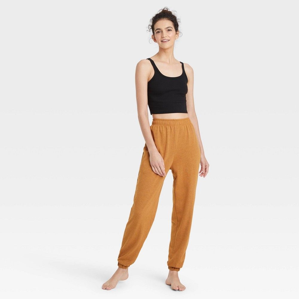 Women's French Terry Lounge Jogger Pants - Colsie Tan L | Target