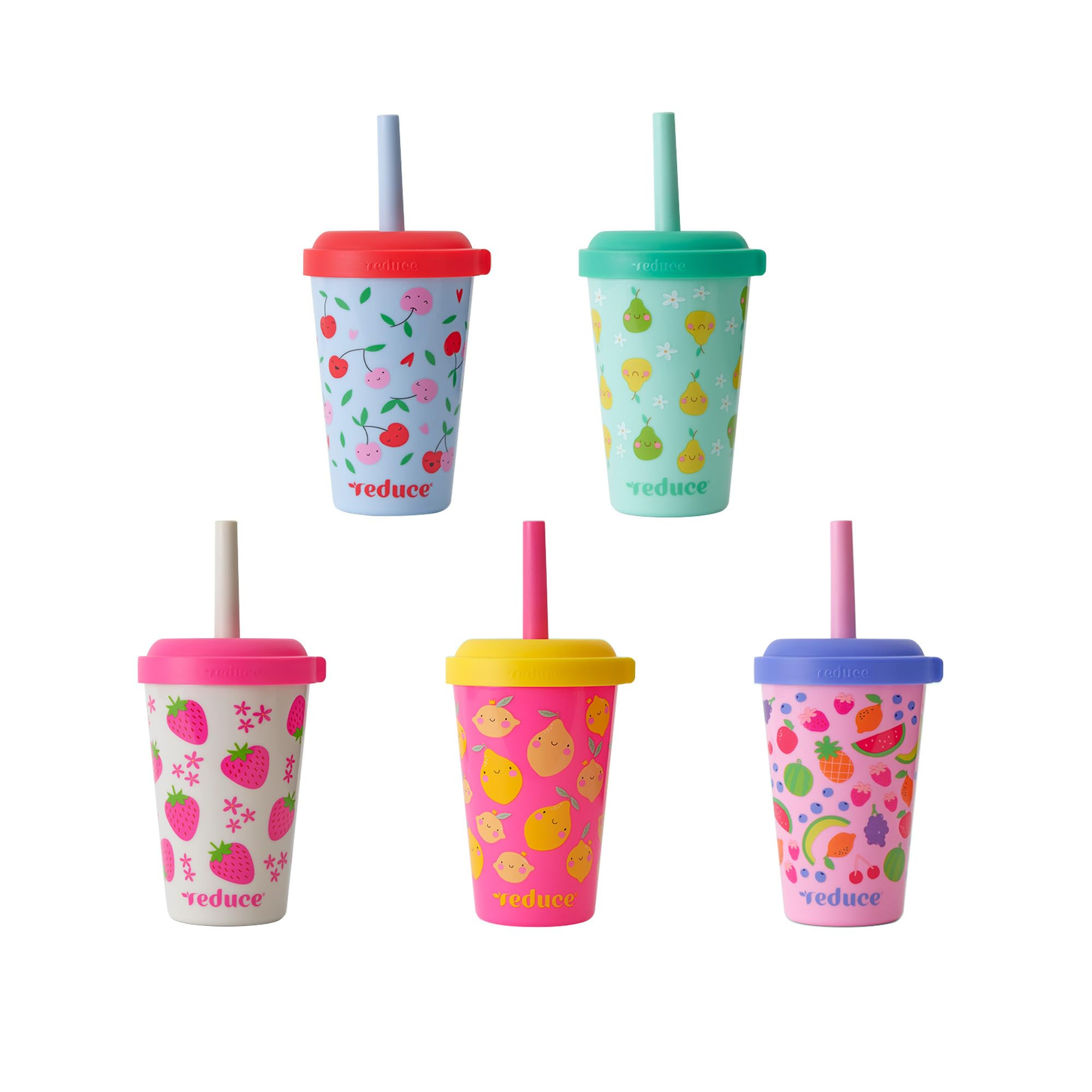 REDUCE GoGo's Kids Portable Tumbler Cups with Lids and Spill-Proof Straws - 5 Pack of Stackable 1... | Amazon (US)