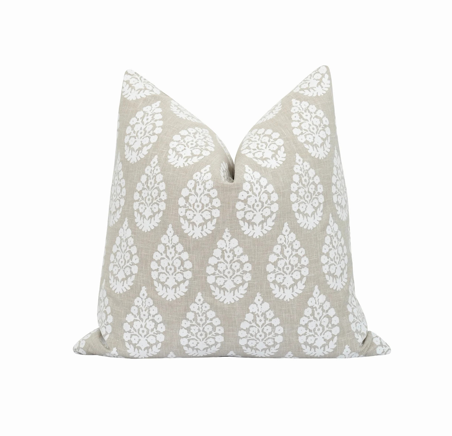 Neutral Pillow Cover, Medallion Decorative Pillow, 18 20 22 White Block Print Medallion Pillow Co... | Etsy (US)