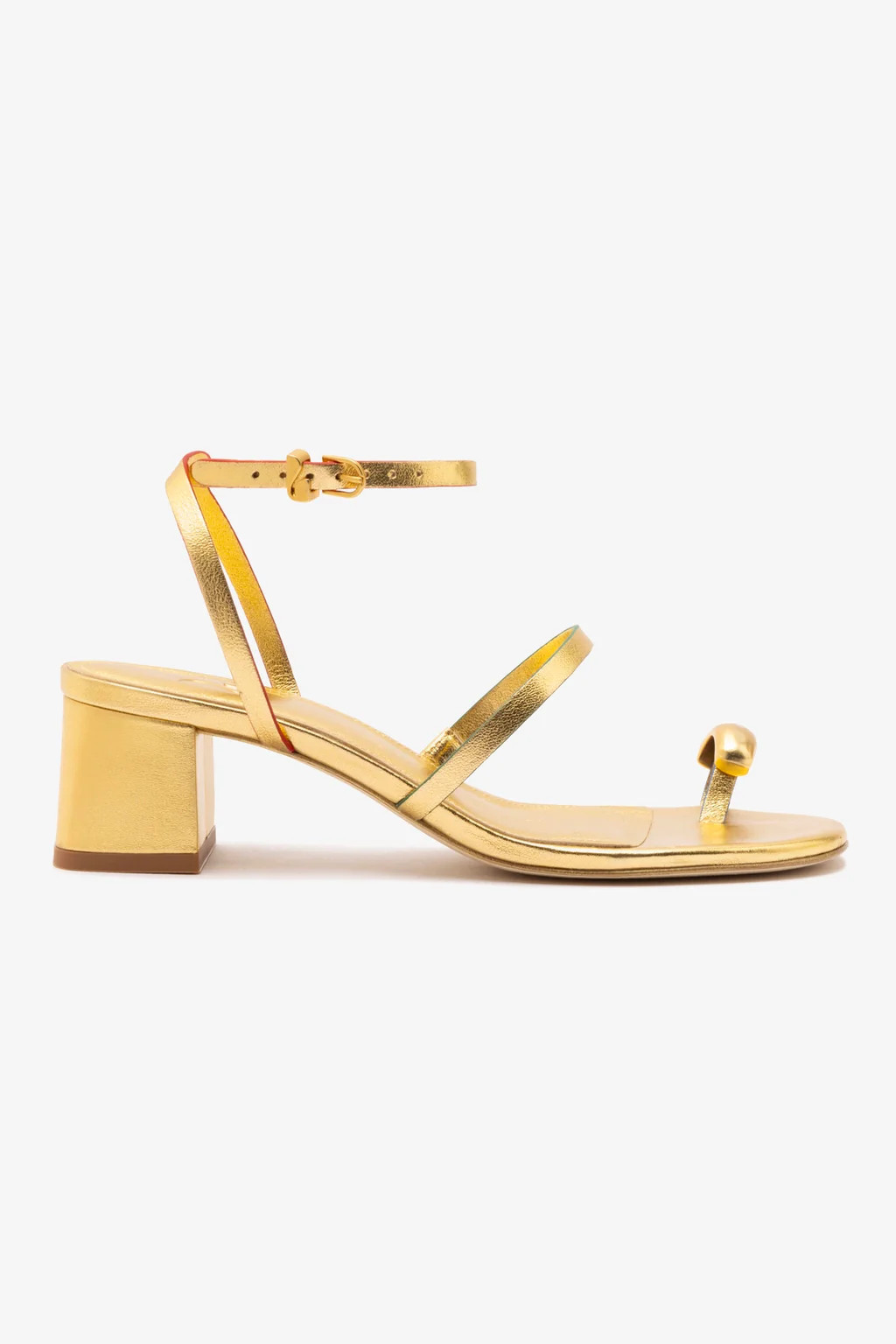 Biarritz Block In Gold Metallic Leather | Larroude