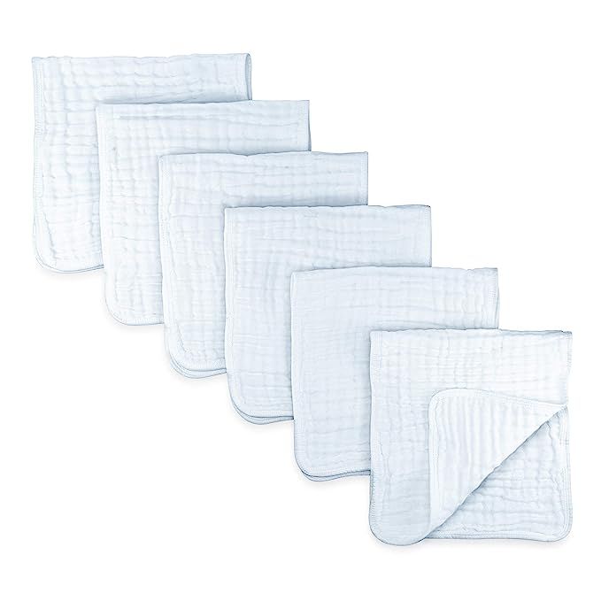 Muslin Burp Cloths 6 Pack Large 100% Cotton Hand Washcloths 6 Layers Extra Absorbent and Soft (Wh... | Amazon (US)