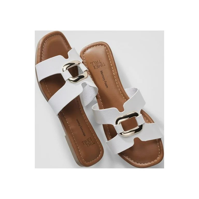Time and Tru Women's Embellished Slide Sandals - Walmart.com | Walmart (US)