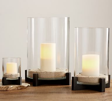Brooks Cross Bar Hurricane Candleholder | Pottery Barn (US)