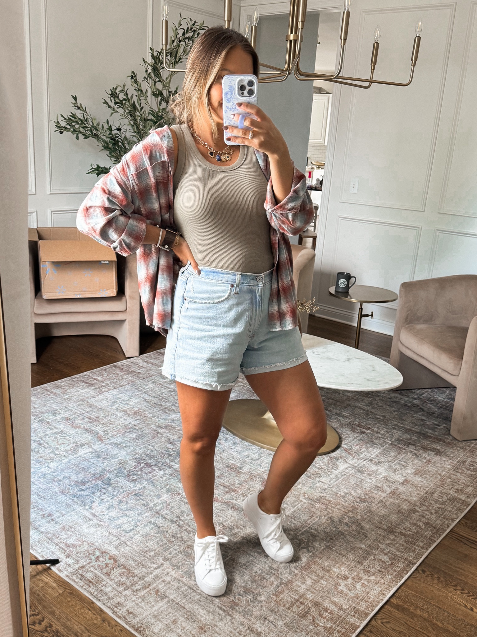 Casual early fall outfit idea postpartum! This Target flannel is for sure going to be my favorite this Fall and the ribbed tank is also Target. I’ve been loving these Abercrombie Jean shorts postpartum. 

All fit true to size 
(I’m up a few sizes in the shorts postpartum) 



#LTKFindsUnder50 #LTKStyleTip #LTKSeasonal