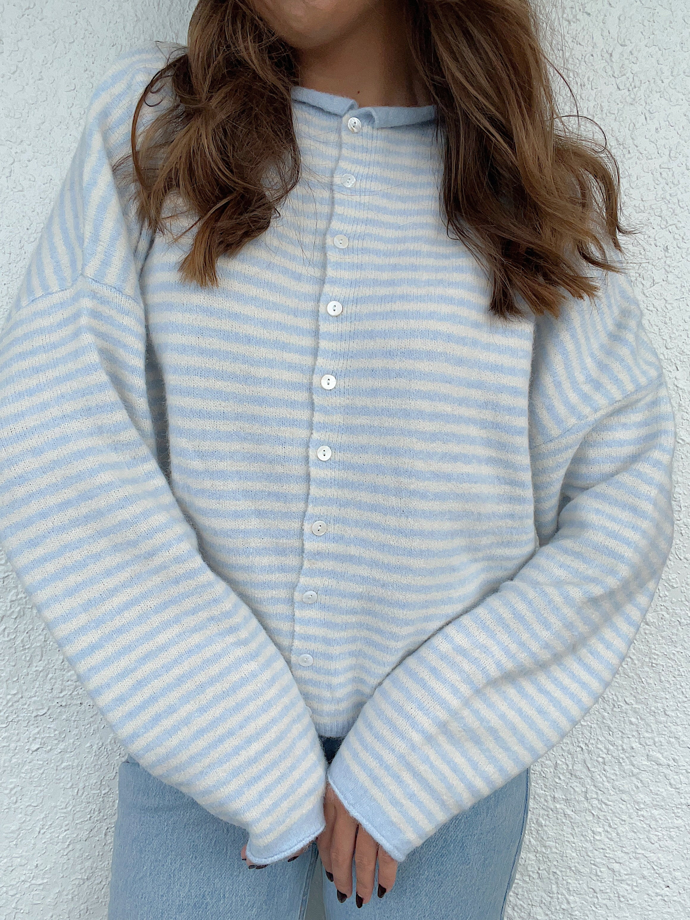 Church Girl Knit - Baby Blue Stripe | Shop Fruitful Co.
