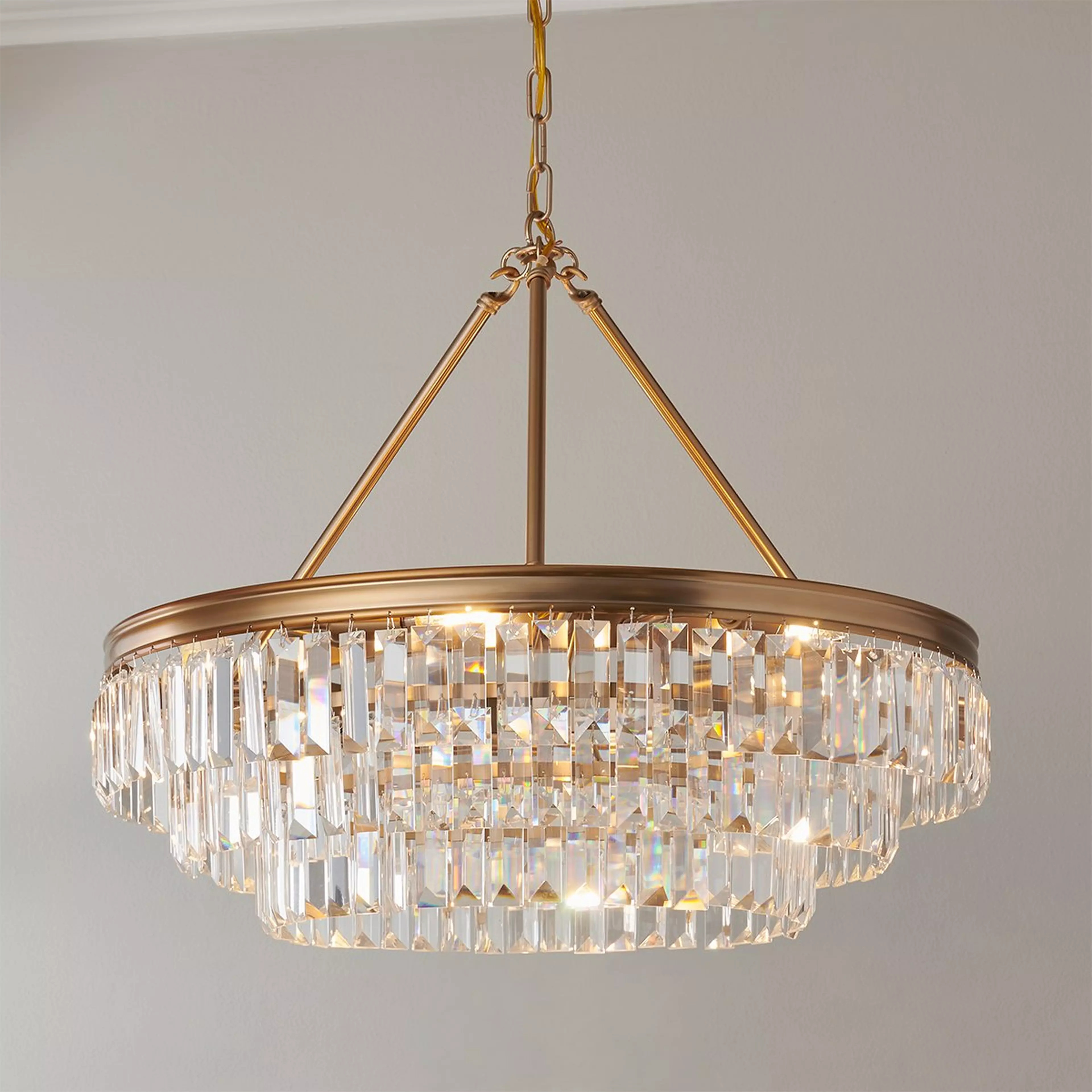 Faceted Glass Layered Chandelier - 25" | Shades of Light
