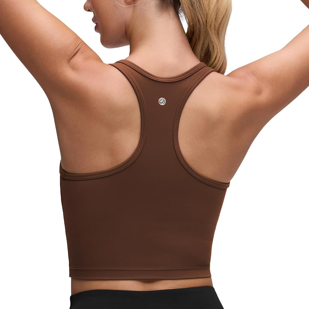 CRZ YOGA Butterluxe Racerback Crop Tank Tops for Women - Padded Y-Back Longline Sports Bras Scoop... | Amazon (US)